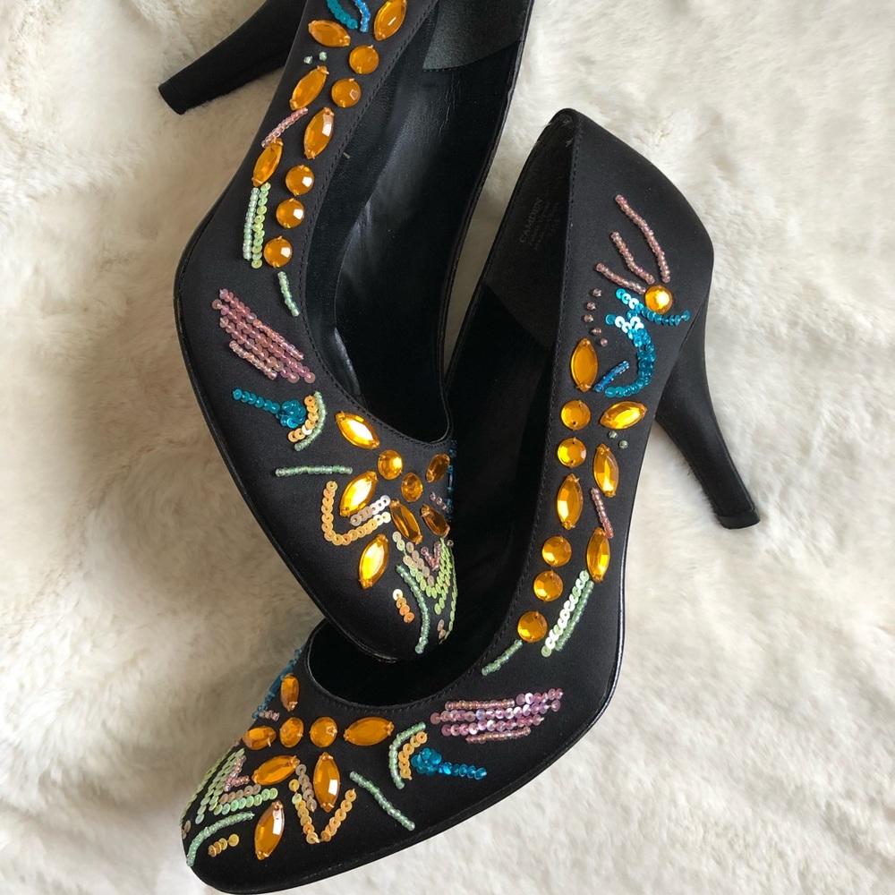 J.Renee Black Silk Satin Heels